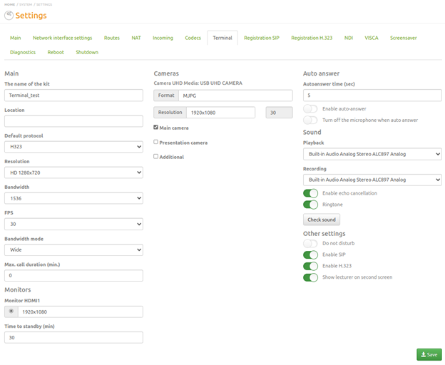 Terminal web interface 33