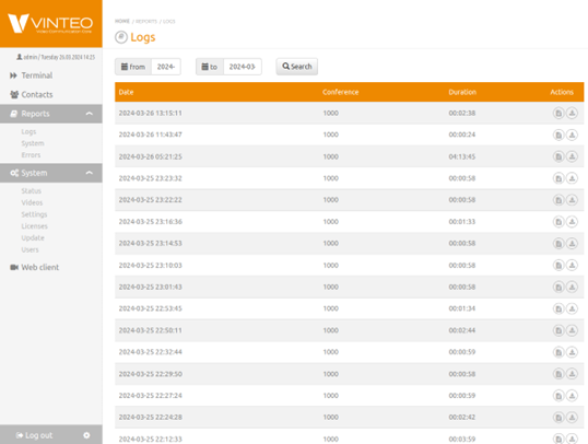 Terminal web interface 16