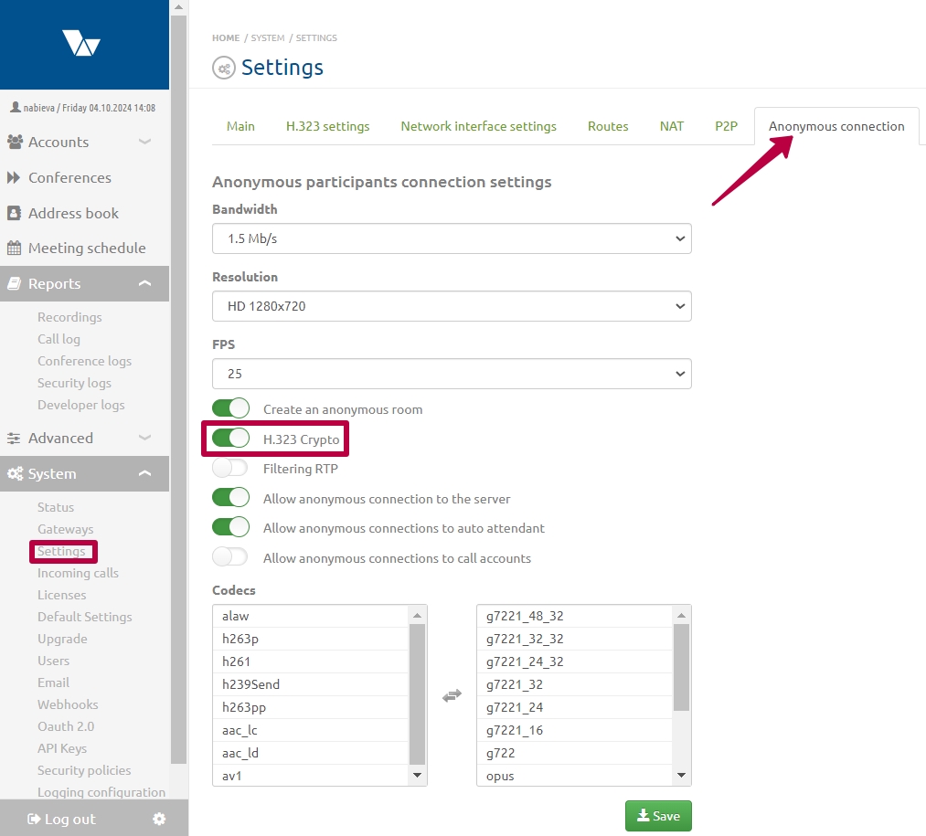 Settings for anonymous