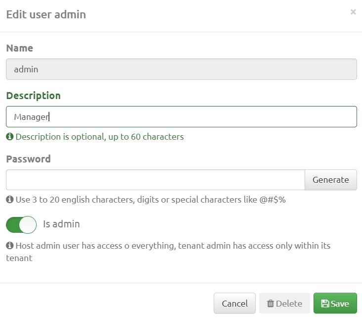 Users - Edit user admin