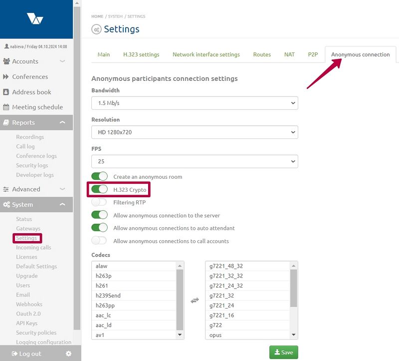 Settings for anonymous